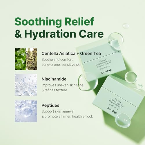 Cicatea Moisture Layering Capsule Cream, Niacinamide, Centella Asiatica for Deep Hydration, Face Moisturizer for Sensitive Skin, Korean Skincare (1.69 Fl Oz / 50ml)