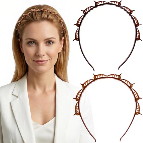 Double Layer Hair Clip Headband with Teeth - 2 Pack