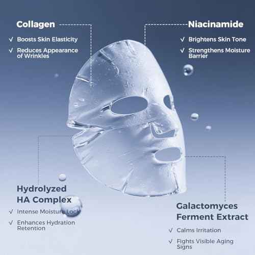7 Pack Collagen Face Mask Deep Hydrating Overnight Facial Mask with Hyaluronic Acid Moisturizing Skincare Hydrogel Mask for Hydrating, Firming & Brightening