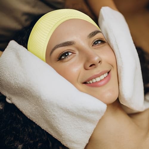 TopTie 4PCS Cotton Spa Headband - Black Waffle Terry Cloth