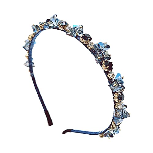 GSHLLO Rhinestone Crystal Headbands Sparkling Headbands Shiny Beaded Hairbands Bling Bling Hair Bands Hair Styling Accessories for Women Girls Blue