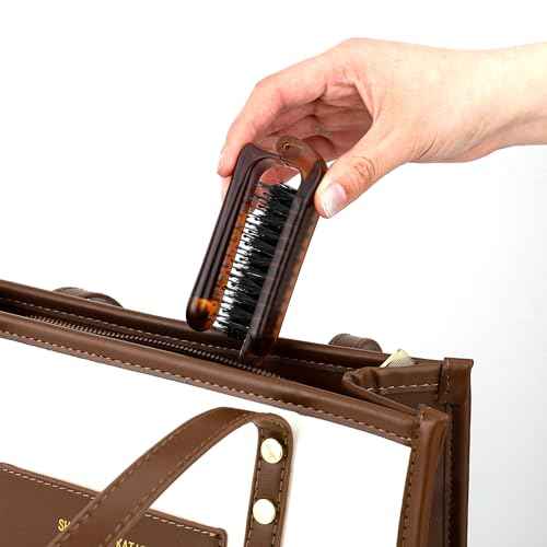 Travel Folding Hair Brush, Collapsable Portable Boar Bristle Hair Brush Mini Compact Hairbrush Pocket Size Comb for Women Kids Thick Thin Curly Straight Wet Dry Hair Restore Shine, Beard Brush for Men