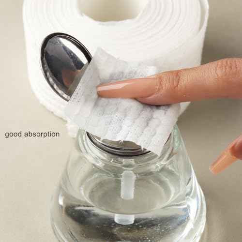 1000Pcs/1 Roll Lint Free Nail Wipes, Nail Polish Remover Pads, White Cotton Pads Wipes for Gel Nails, Dust Cleaning Degreasing Nail Napkins Cotton Swabs, Manicure Salon Supplies