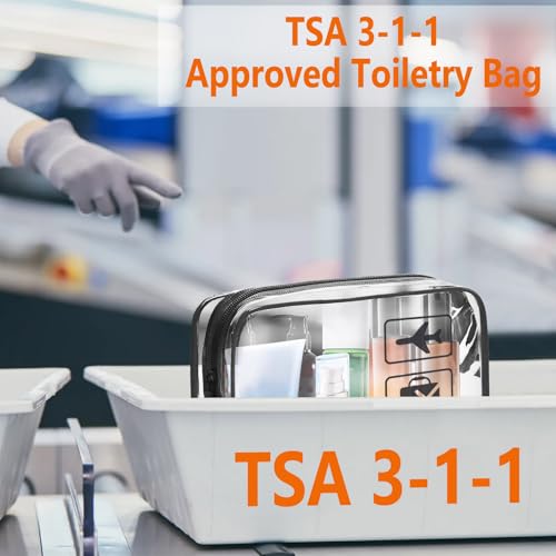 TSA Approved Clear Toiletry Bag 3-Pack Quart Size