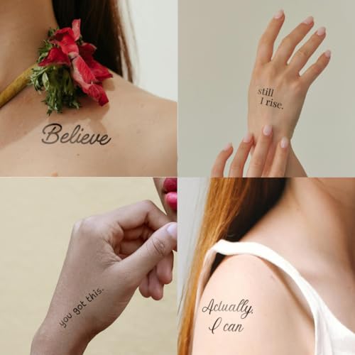 Motivational Temporary Tattoos - Waterproof Inspirational Words Black Mini