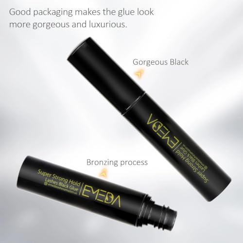EMEDA Black Latex-Free Eyelash Adhesive - Strong Hold Waterproof 24H, 0.17 fl oz, Variation: EMD-US-Glue Black-DM