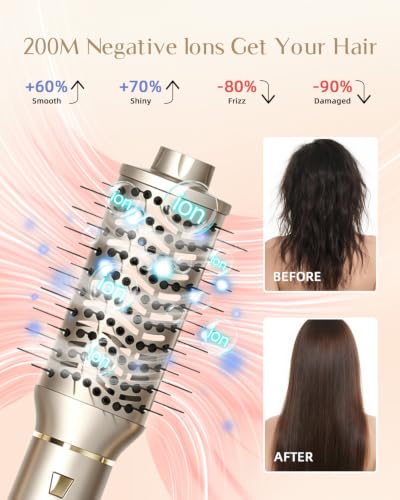 RUCHA 8 in 1 Hot Air Styler & Hair Dryer Brush - Champagne Gold