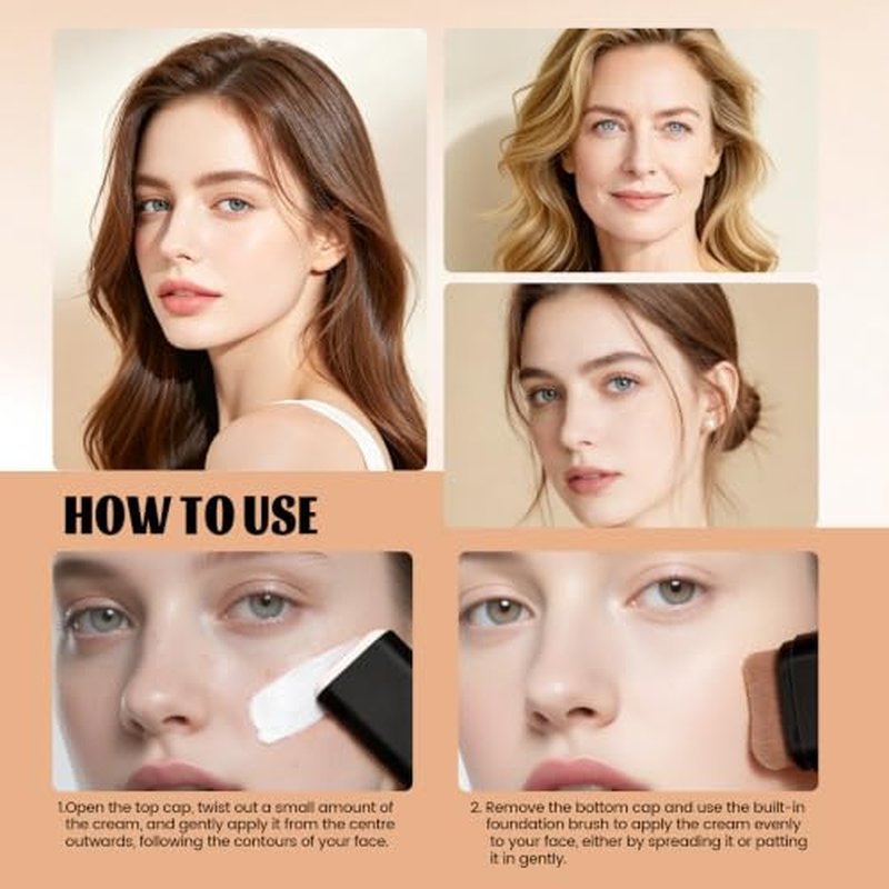 LuLuTone Color-Changing Foundation Stick with Brush - Long Lasting Hydrating Formula for All Skin Tones