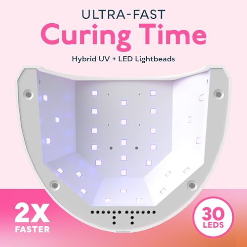 SUNUV UV LED Nail Lamp with UV Gloves for Gel Nails, 2 Timers, Sensor, White