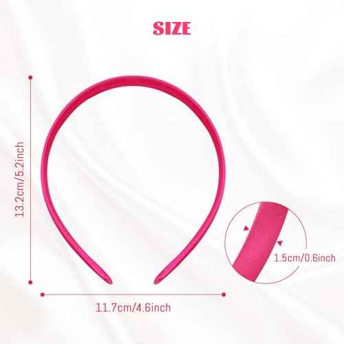 Cinaci 24 Pieces Candy Color Width 1.5cm/0.6" Plastic Headbands Satin Wrapped Blank Plain DIY Craft Project Headbands for Women Girls Teens Kids Hair Accessories