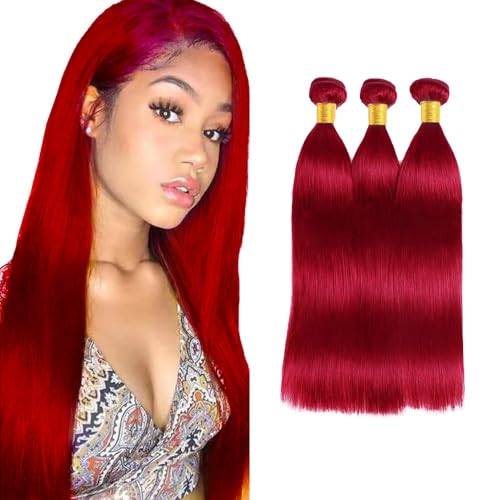 Fire Red Straight Hair Bundles 24 26 28 inch Virgin