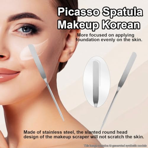 Transparent & Metal Makeup Spatula & Palette Set - 5pcs Korean Makeup Tools