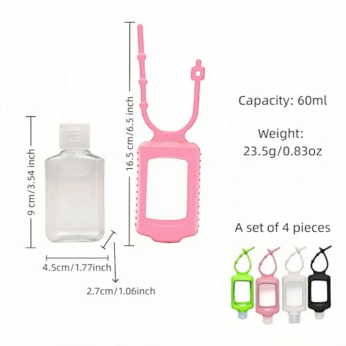TSA-Approved Leak Proof Travel Bottles 60ml 4-Pack with Silicone Sleeves