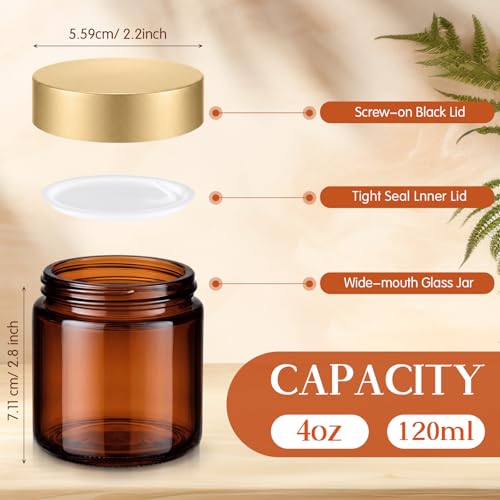 Norme 48 Pcs 4 oz Glass Jars with Lids Airtight Cosmetic