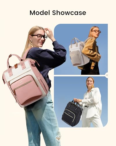 LOVEVOOK Pink 15.6 Inch Women's Laptop Backpack Waterproof & Durable