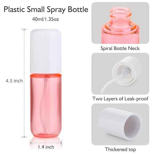 Aeibxiy Small Spray Bottle Travel Size 1.35oz 40ML, Fine Mist Plastic Spray Bottles, Refillable Empty Spray Bottle for Toners, Perfume, Face& Hair Spray