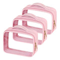 Clear Cosmetic Bags 3pack Makeup Toiletry Bag with Handle Travel Essentials for Men and Woemn Pink 3Pcs