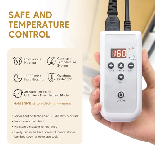 Portable Hot Stone Warmer with Digital Temperature Control