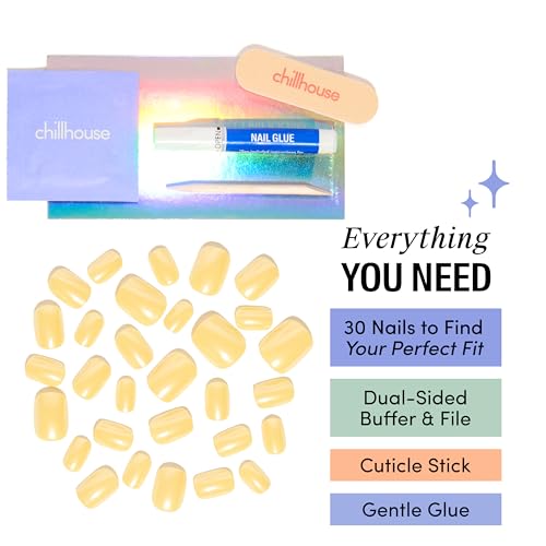 Chillhouse Yellow Chill Road Short Square Press-On Nails Kit - Reusable & Long-Lasting