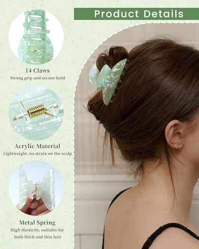 ACECHA 4-Pack Cute Acrylic Claw Clips for Women - Strong Hold