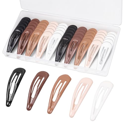 Gingbiss 50Pcs Snap Hair Clips for Women - Silicone Coated Metal Barrettes