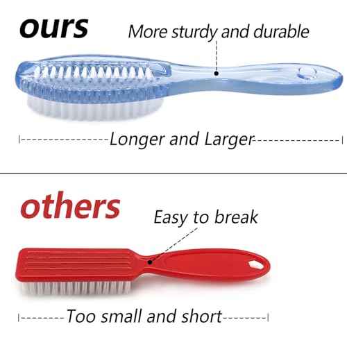 Handle Grip Nail Brush Two Sided Hand Fingernail Cleaning Brush Foot Scrub Brush Soft Stiff Bristles Fingernails Toenails Toes Scrubber Brushes for Men Women Kids, 4 PCS
