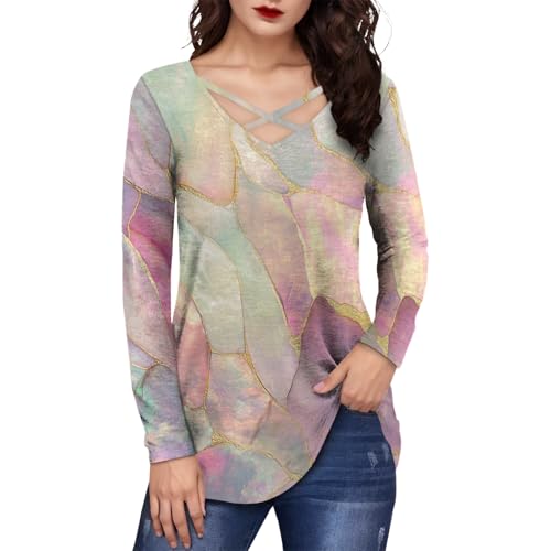 Boho Long Sleeve Criss Cross V Neck Top