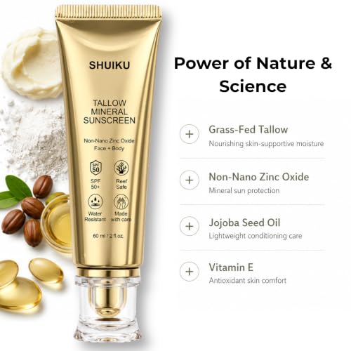 Beef Tallow Sunscreen SPF 50 for Face & Body - Natural Mineral Protection