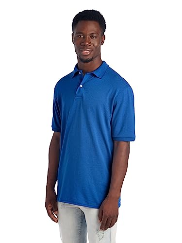 Jerzees Men's SpotShield Stain Resistant Polo Shirts (Short & Long, Short Sleeve-Royal Blue, Small