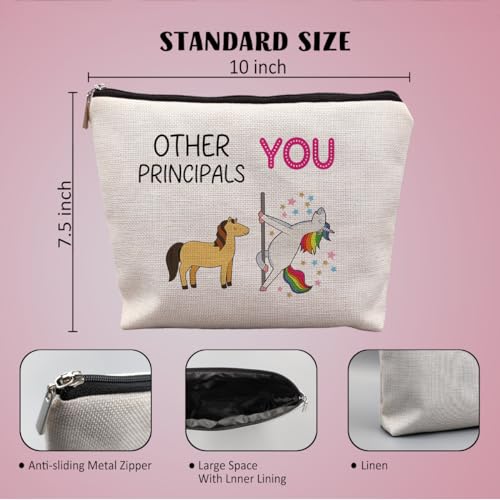 Principal Gifts for Women Canvas Makeup Bag, Best Principal Gifts Cosmetic Bag, Gifts for School Principals, Principal Appreciation Gifts, Other Principals and You