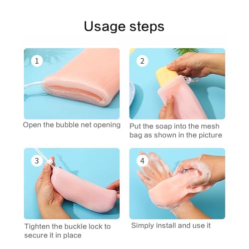 5Pc Mesh Soap Bags with Drawstring - Exfoliating Pouch