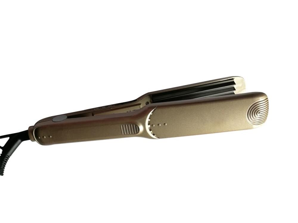 Hair Crimper Crimping Iron Professional 1.5 inch Plate Crimper Hair Tool Corrugation Curler Titanium Flat Iron Adjustable Temperature Corn Perm Corrugated Curler Gold