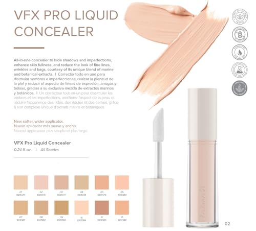 FARMASI Vfx Pro Liquid Concealer Makeup, All-in-one Full Coverage, Highly Pigmented Concealer for All Skin Type, Hide Shadows & Imperfections, Enhance Skin Fullness Foundation Concealer 0,24 Fl Oz C02