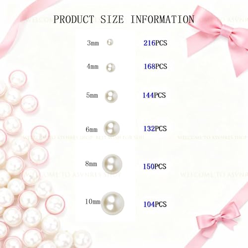 Self-Adhesive Pearl Rhinestones 914 Pcs - 6 Sheets, 3-10mm