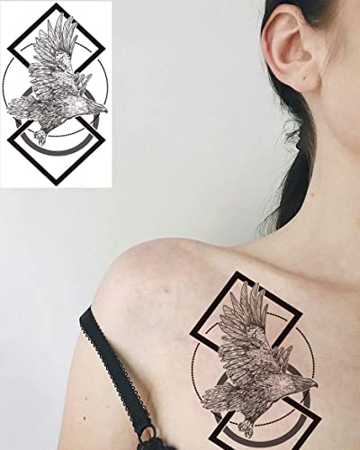 12 Large Eagle Temporary Tattoos Sheet - Waterproof Body Sticker