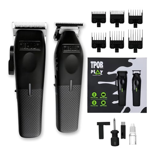 TPOB Mini Play Professional Hair Clippers Black Set - Cordless, Dual Speed, Quiet, Professional Grooming