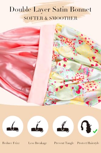 Silk Double Layer Bonnet with Tie for Women's Hair
