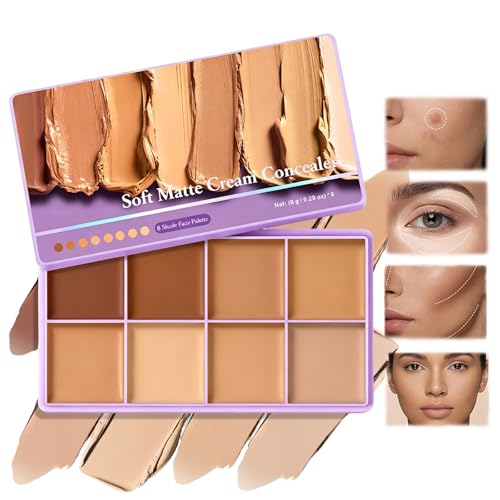 8 Shade Soft Matte Cream Concealer Palette - Waterproof Coverage for Dark Circles