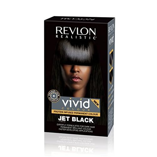 Revlon Realistic Vivid Colour Protein Infused Permanent Color Hair Dye with Color Lock Technology, Jet Black 110ml