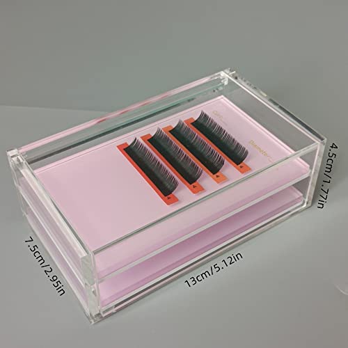2-Layer Acrylic Eyelash Storage Box - Clear Pink Organizer