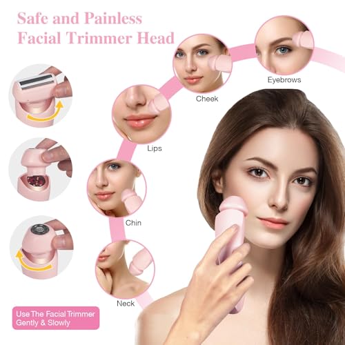 Women's Electric Shaver & Body Hair Trimmer - Waterproof Bikini/Intimate Shaver for Face, Armpits, Arms, Nose - Cordless Wet/Dry Use