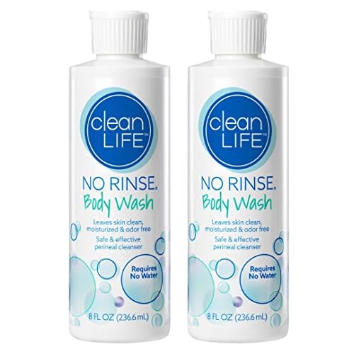 No-Rinse Body Wash, 8 fl oz - Leaves Skin Clean, Moisturized and Odor-Free, Rinse-Free Formula (Pack of 2)