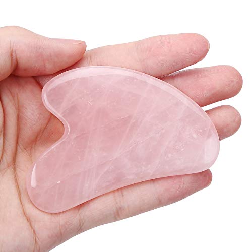 Gua Sha Crystal Jade Stone Board for Skincare, Scraping Face Back Massage Relax Therapy Trigger Point Treatment (Rose Quartz)