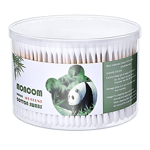 500 Count Biodegradable Cotton Swabs with Bamboo Sticks