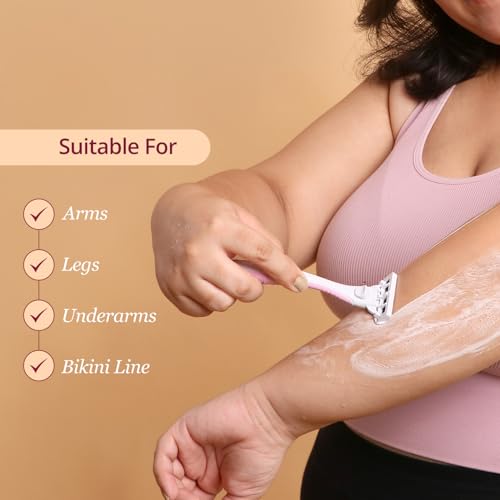 Carmesi Women¡¯s Body Razor | Reusable Razor with 4 Swedish Stainless Steel Blades | Aloe Vera & Vitamin C Strip | Smooth, Painless Hair Removal for Legs, Arms, Bikini Area | Pack of 1