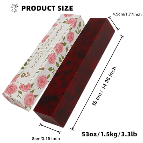 HerbalRevival Natural Soap Bar with Plant-Based Premium Rose Essential Oil - 53oz + 6 Lather Nets | Shea Butter & Olive Oil Moisturizing Cleansing Aromatherapy for Men & Women Face/Hair/Body Shower