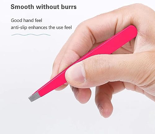 Pink Steel Tweezers Set - Eyebrow, Blackhead & Ingrown Hair Removal Tool