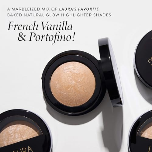 LAURA GELLER NEW YORK Baked Marbleized Highlighter, Prosecco - Radiance Enhancing Makeup - Powder Highlighter Face Makeup
