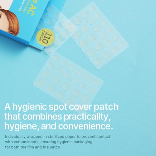 Ariul True AC Spot Cover Patch ? Hydrocolloid Acne & Pimple Patches with Niacinamide & Tea Tree, Invisible Cover, 110 Count (10mm x 60 + 12mm x 50)