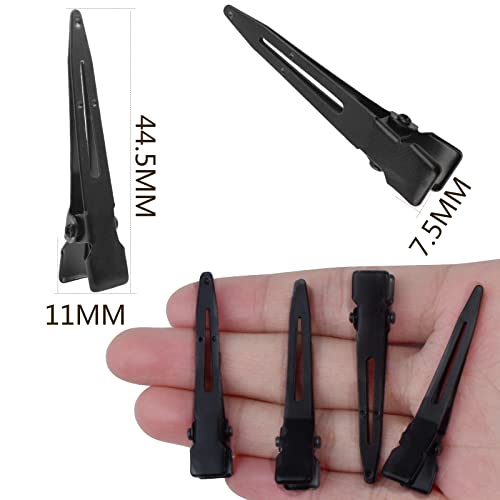 50pcs 1.75 Inches Alligator Hair Clips Metal Duck Bill Hairclips Single Prong Curl Clips Hairpins for Women Salon Styling Hair Accessories(Black)